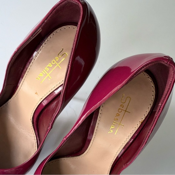 Sebastian Milano Guanto Giglio Porpora Red Patent Stiletto Platform Heels 35.5 - Picture 5 of 11
